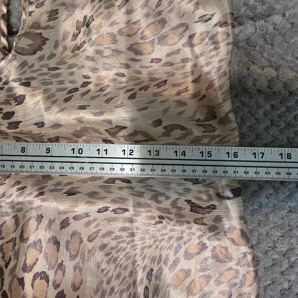 Vintage 90s Delicates Satin Leopard Print Maxi Slip Dress High Neck Side Slits - Picture 8 of 8